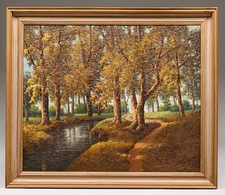 Richard Kruger Painting Autumn Tree c1920s