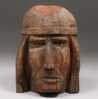 WPA era Hand-Carved Indian Head Oakhurst, CA c1930s