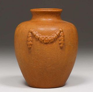 Grueby Pottery Matte Ochre Neoclassical Vase c1900