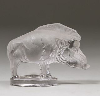 Lalique Crystal Wild Boar Figure Paperweight