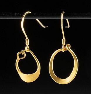Lovely Pair of Roman Gold Hoop Earrings
