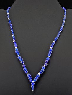 Roman Glass Bead Necklace - Brilliant Cobalt Blue Hues!