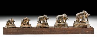 19th C. Burmese Opium Weight Set w/ Elephants