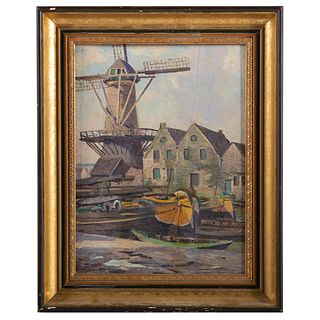 Rodolphe Paul Wytsman. "Windmill," oil on panel