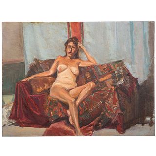 Nathaniel K. Gibbs. Nude on Sofa, oil