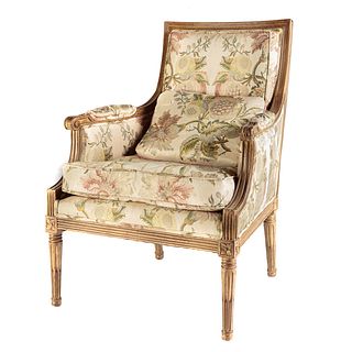 Louis XVI Style Painted Wood Upholstered Arm Chair