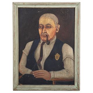 20th c. American Folk Art. Portrait of a Man, oil