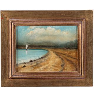 Attrib. to Horace Giles. Beachscape, oil on canvas
