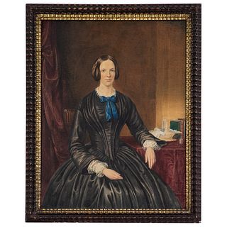 American School, 19th c. Portrait of a Lady, watercolor