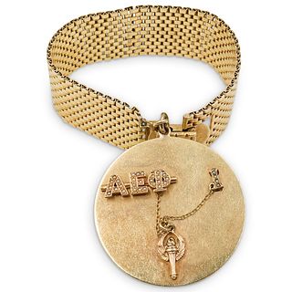 14k Gold Bracelet and Greek Lettering Pendant