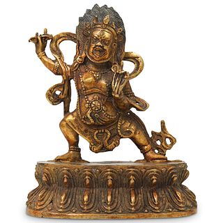 Antique Gilt Bronze Yama Dharmaraja Figure