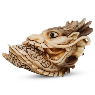 Japanese Bone Carved Dragon Figurine