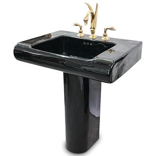 Sherle Wagner Style Gold Swan Bathroom Faucet Set