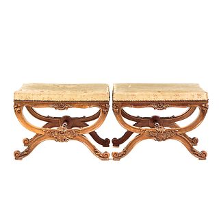 Pair of French Empire Style Curule Benches