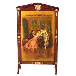 French Empire Style Painted Mahogany Fire Screen