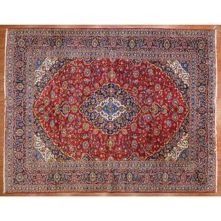 Signed Kashan Carpet, Persia, 9.9 x 12.6