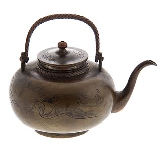 Japanese Miniature Bronze Footed Teapot