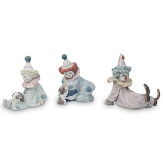 (3 Pc) Lladro Porcelain Clown Figurines