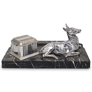 Silver Plated Figural Inkwell