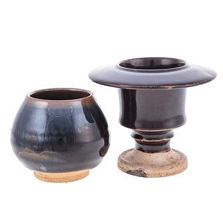 Two Chinese Brown Glaze Archaic Manner Vases