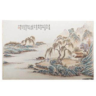 Chinese Painted Landscape Porcelain Plaque