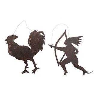 Sheet Iron Rooster & Indian Archer