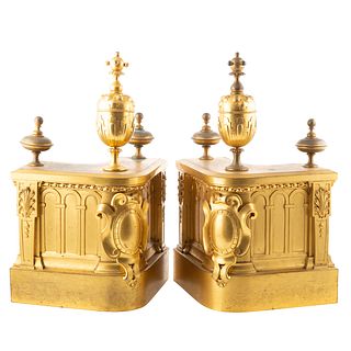 Pair of French Gilt Bronze Chenet Ends