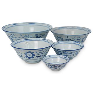 Chinese Blue & White Porcelain Bowl Set