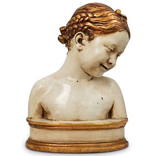 Polychrome Wood Carved Figural Bust