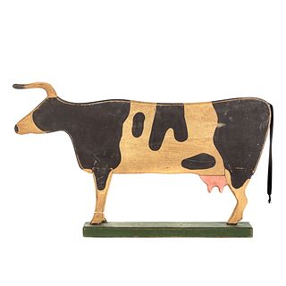 Folk Art Painted Wood Cow