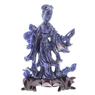 Chinese Carved Lapis Quan yin
