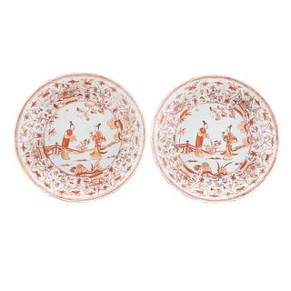 Pair of Chinese Export Rouge de Fer Plates