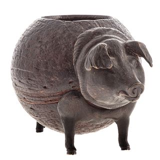 Continental Bronze Mounted Coconut Pig