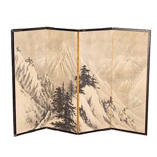 Chinese Four Panel Folding Screen