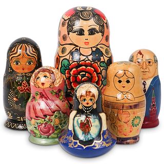 (6 Pc) Matooshka Russian Stacking Dolls Grouping
