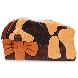 Wooden Dog Puzzle Box