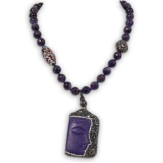 Amethyst and Crystal Pendant Necklace