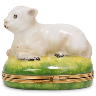 Limoges Porcelain Lamb Pill Box