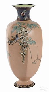 Large Japanese cloisonn‚ vase with warblers per