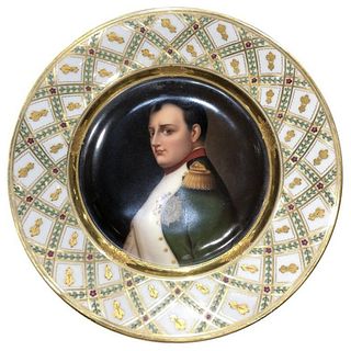 Exceptional Antique Hand Painted Royal Vienna Porcelain Plate of Napoleon