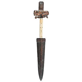 Northwest Coast Copper and Bone Dagger From a Minnesota Collection 