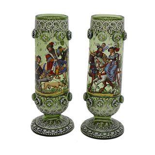 Pair of 19th C. Bohemian Glass Vases
