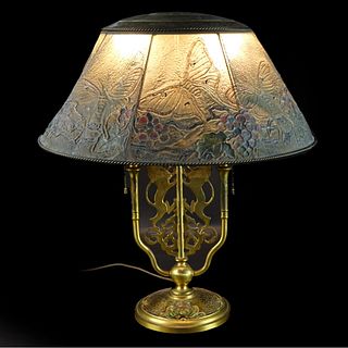 Louis C. Tiffany Lamp w/ Wire Mesh Shade