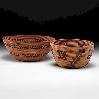 May and Maggie Tyner (Mono, 20th century) Polychrome Baskets Deaccessioned from the Hopewell Museum, Hopewell, New Jersey 