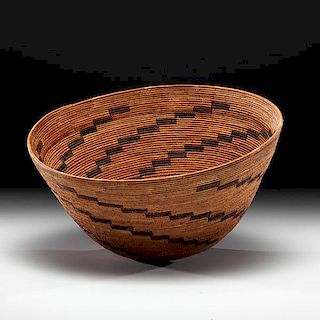 Yokuts Polychrome Basketry Bowl Deaccessioned from the Hopewell Museum, Hopewell, New Jersey  