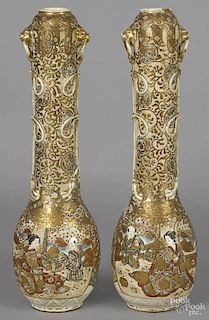 Pair of Japanese Satsuma vases, ca. 1900, 17'' h