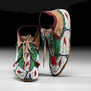 Sioux Beaded Hide Moccasins Collected by Joseph Zalusky 