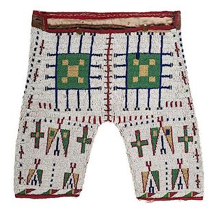 Sioux Boy's Beaded Pants From a Minnesota Collection 
