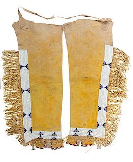 Ute Beaded Hide Leggings From a Minnesota Collection 