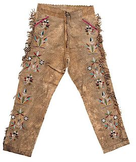 Santee Sioux Beaded Hide Pants From a Minnesota Collection 